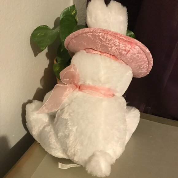 Soft Classics white stuffed bunny with colorful easter egg, hat and ribbon scarf - Picture 4 of 11